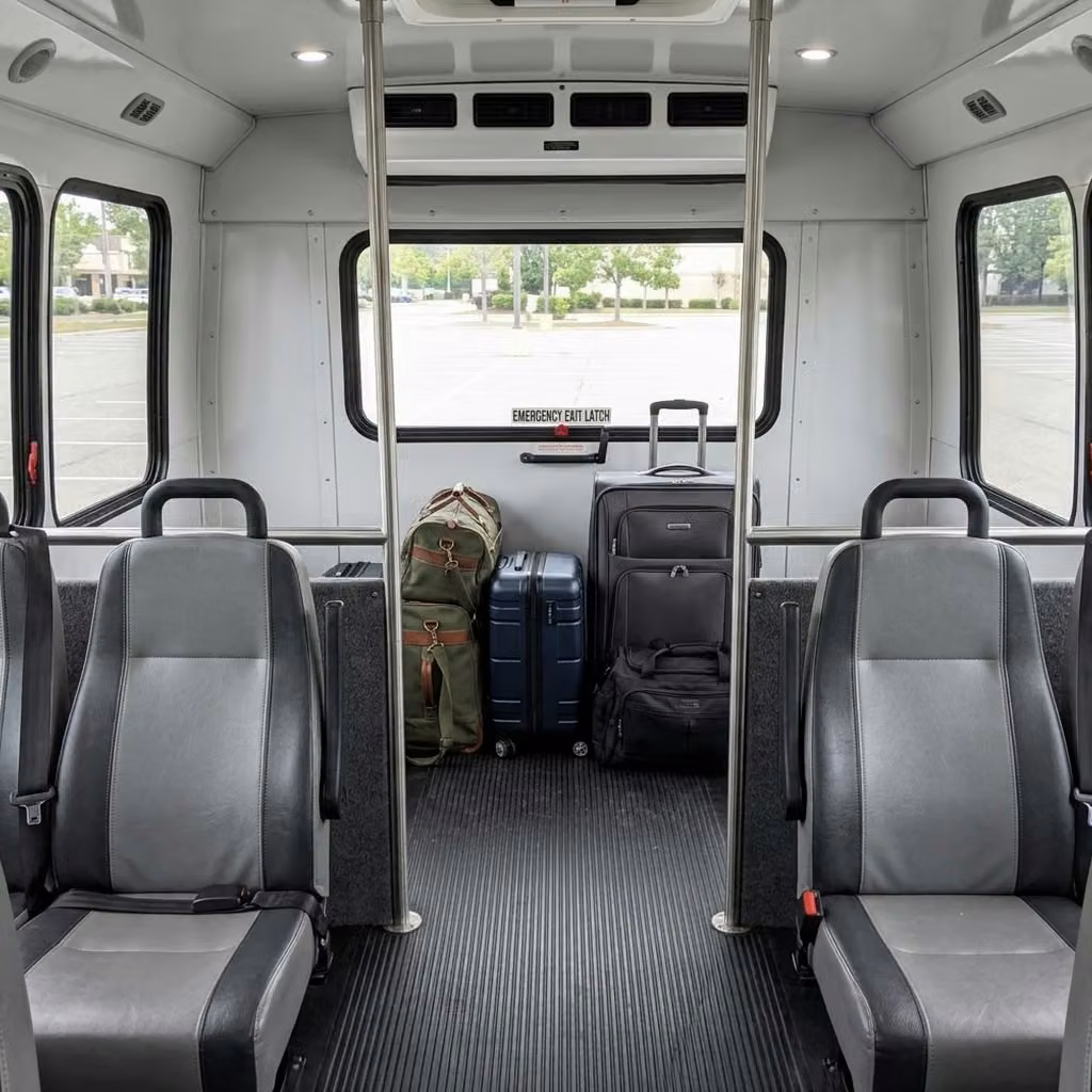 adelanto 28 passenger minibus luggage area