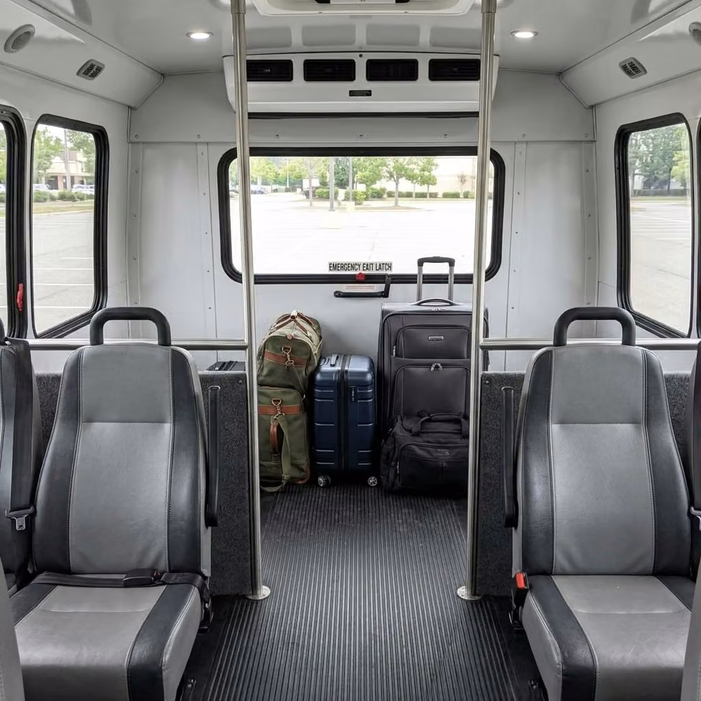 adelanto 35 passenger minibus luggage area