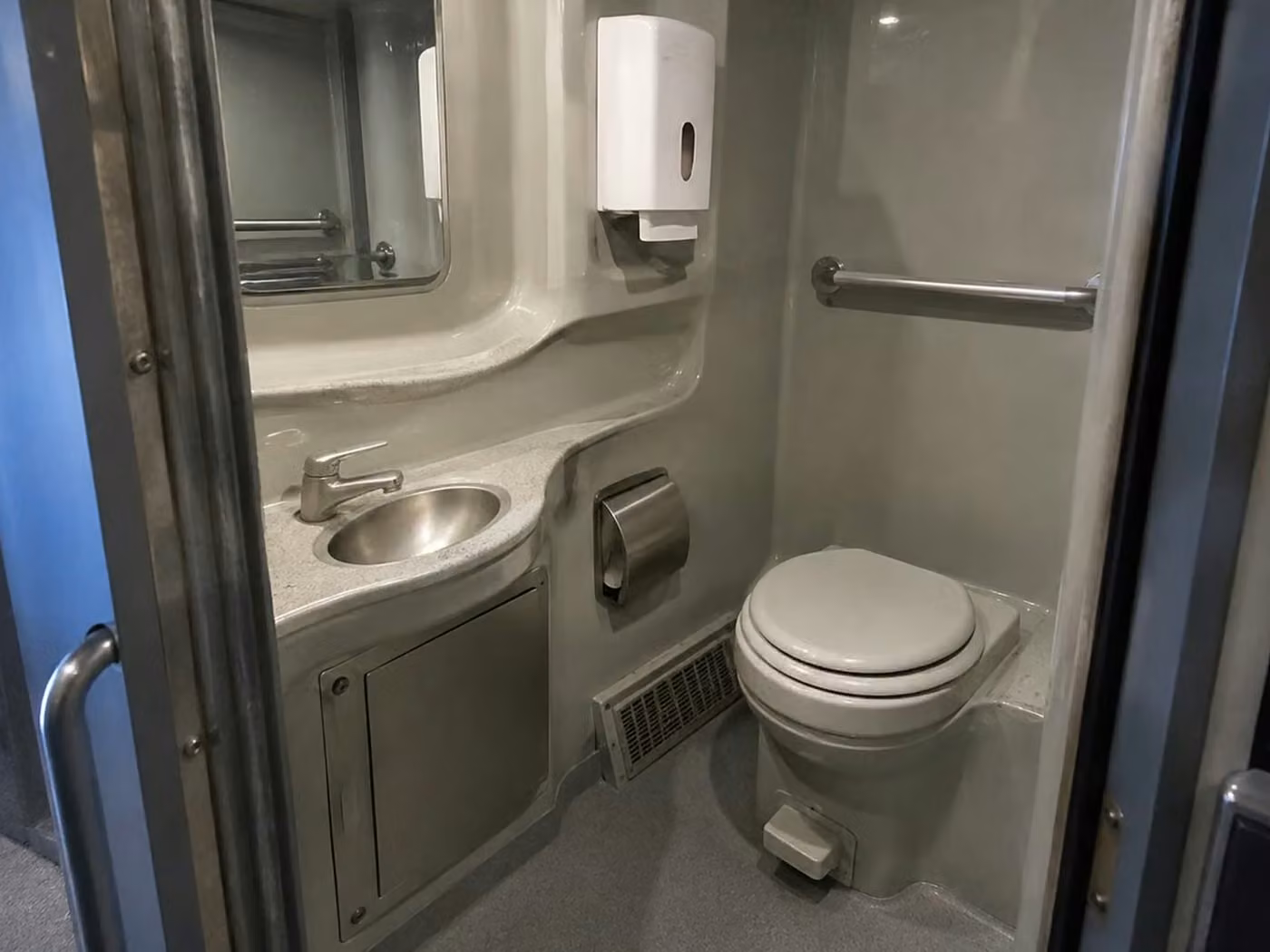 adelanto 56 passenger charter bus onboard restroom