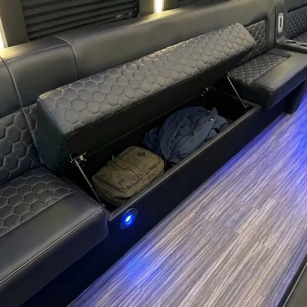 adelanto party bus under seat storage